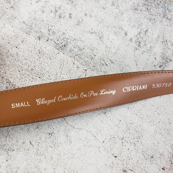 Vintage Cipriani Leather Belt Glazed Cowhide Art Deco Minimalist Preppy size S main image 6